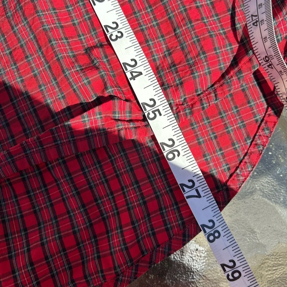 J. Crew size 12 Jeweled button popover tunic red checkered plaid preppy holidays
